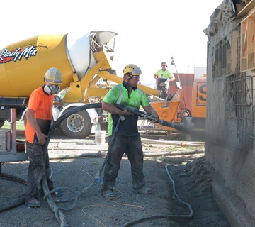 Seismic upgrade, sparing concrete on a wall